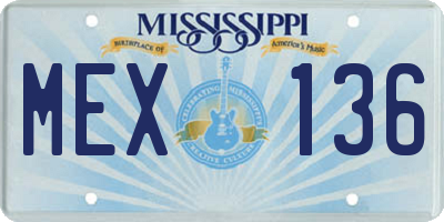 MS license plate MEX136