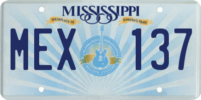 MS license plate MEX137