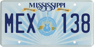 MS license plate MEX138