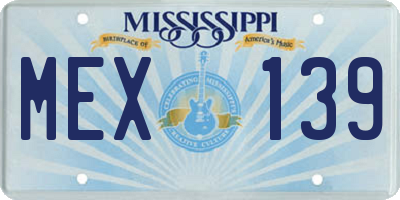 MS license plate MEX139
