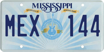 MS license plate MEX144