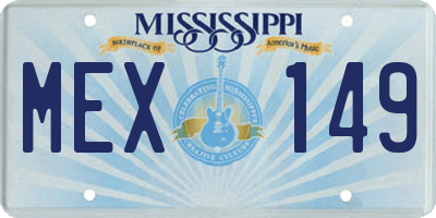 MS license plate MEX149