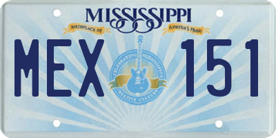 MS license plate MEX151