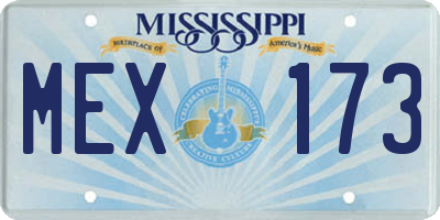 MS license plate MEX173
