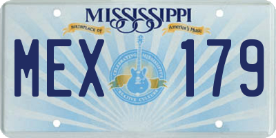 MS license plate MEX179
