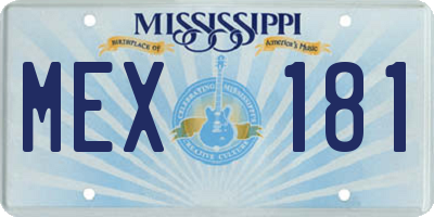 MS license plate MEX181