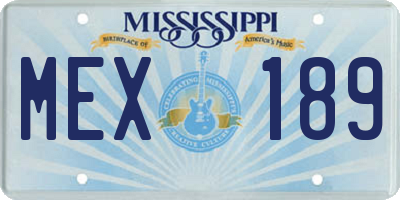 MS license plate MEX189