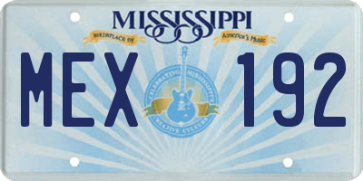 MS license plate MEX192