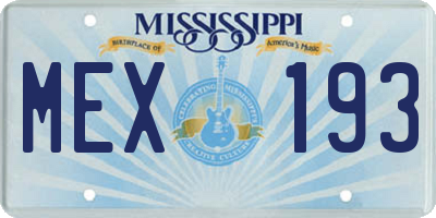 MS license plate MEX193