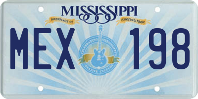 MS license plate MEX198
