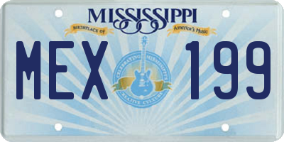 MS license plate MEX199