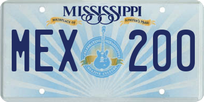 MS license plate MEX200