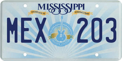 MS license plate MEX203