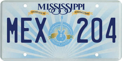 MS license plate MEX204