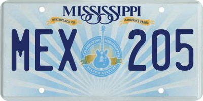 MS license plate MEX205