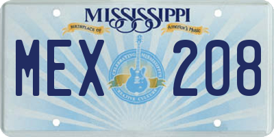 MS license plate MEX208