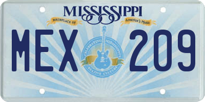 MS license plate MEX209