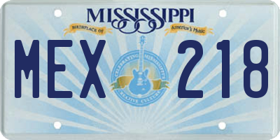 MS license plate MEX218