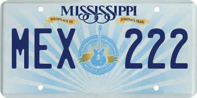 MS license plate MEX222