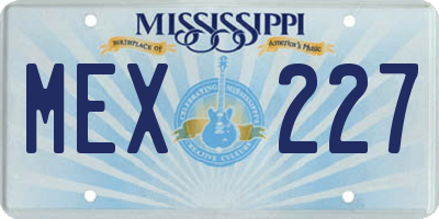 MS license plate MEX227