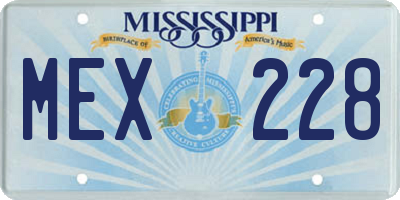MS license plate MEX228