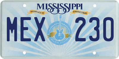 MS license plate MEX230