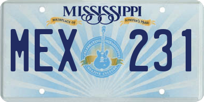MS license plate MEX231