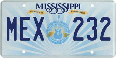 MS license plate MEX232