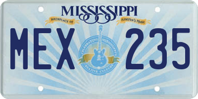 MS license plate MEX235