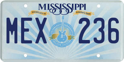 MS license plate MEX236