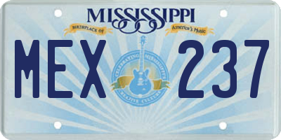 MS license plate MEX237