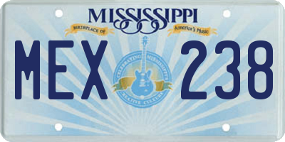 MS license plate MEX238