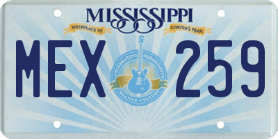 MS license plate MEX259