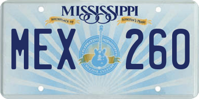 MS license plate MEX260