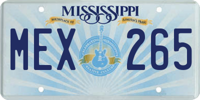 MS license plate MEX265