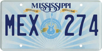MS license plate MEX274