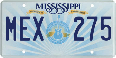 MS license plate MEX275