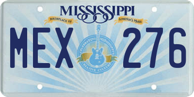 MS license plate MEX276