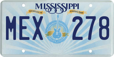 MS license plate MEX278