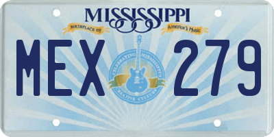MS license plate MEX279