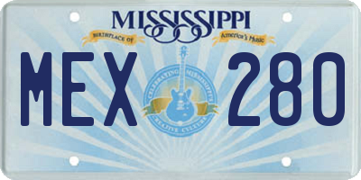 MS license plate MEX280