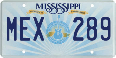 MS license plate MEX289