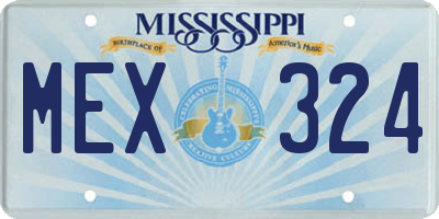 MS license plate MEX324