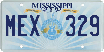 MS license plate MEX329
