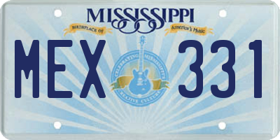 MS license plate MEX331