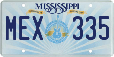MS license plate MEX335