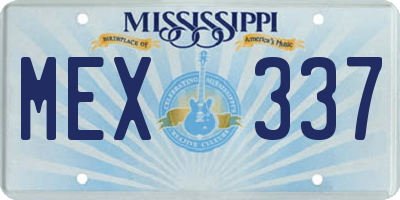 MS license plate MEX337