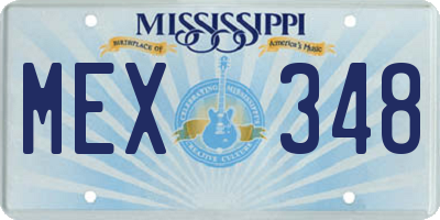 MS license plate MEX348