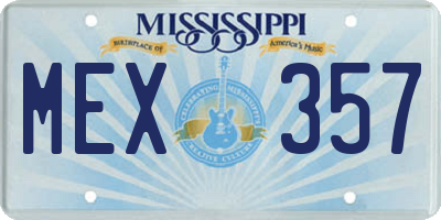 MS license plate MEX357
