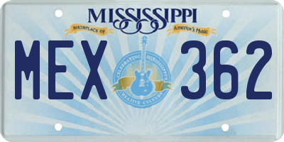 MS license plate MEX362